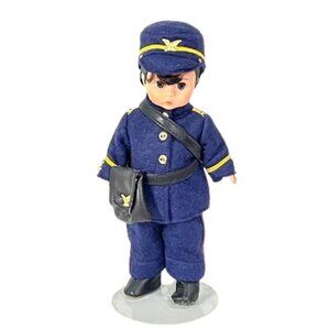 Madame Alexander restrung 8" Union Soldier doll with stand.